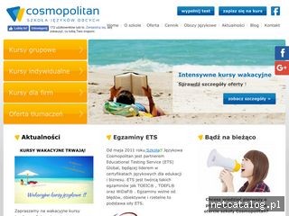 Zrzut ekranu strony www.cosmopolitan.edu.pl
